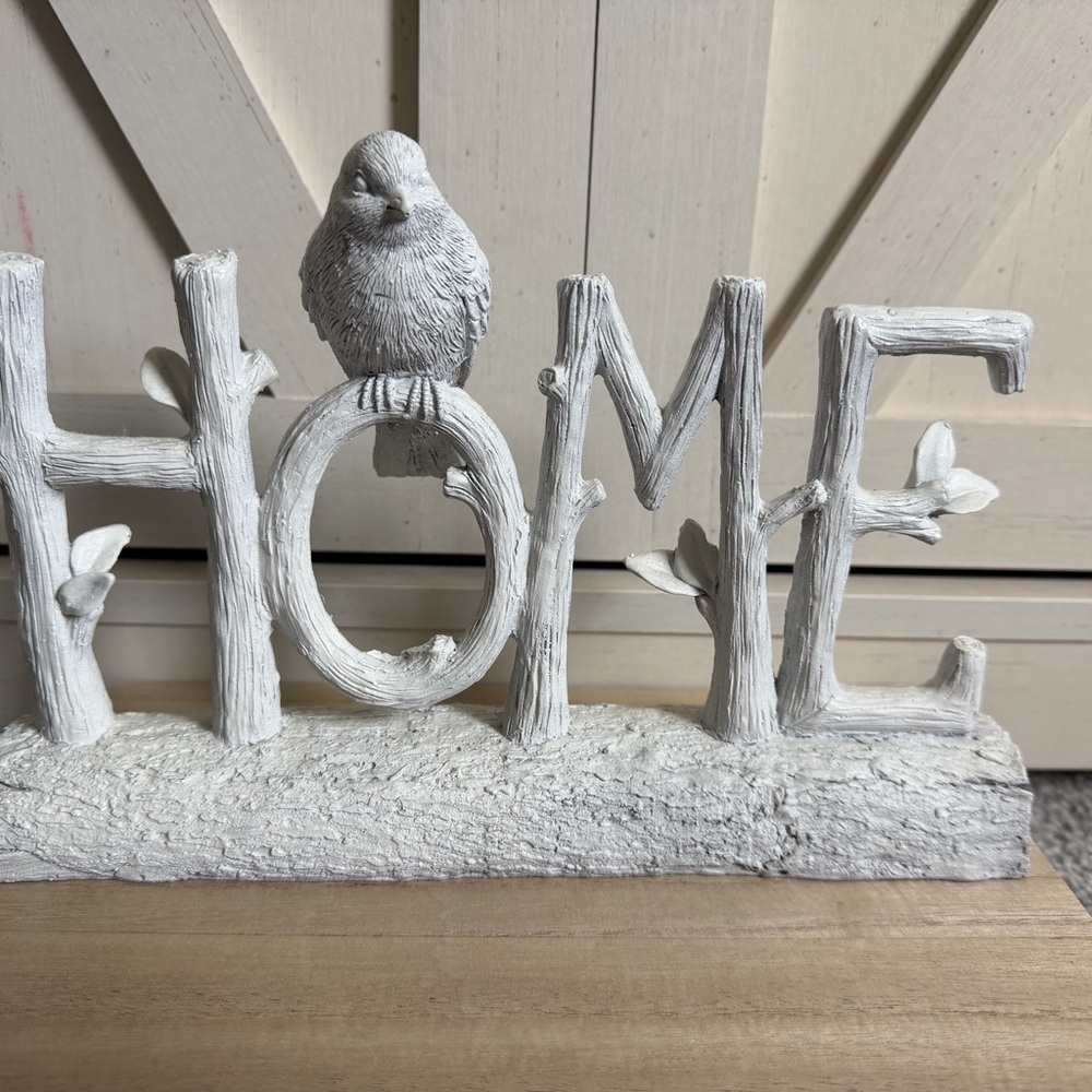 Home Sign with Bird on Branch Woodgrain